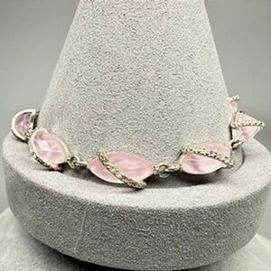Vintage Avon Pink Rhinestone Marquise Adjustable Link Bracelet 7" and 8"